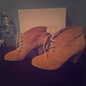 Tan lace up booties